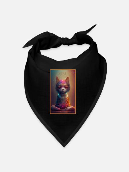 Katze meditiert - Esoterik , Yoga, Zen, shiva - Bandana Dreieckstuch - Schwarz