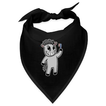 Pferd mit Zahnbürste - Bandana Dreieckstuch - Schwarz - Vorne