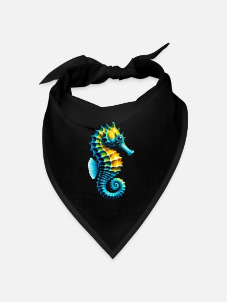 Seepferdchen - Bandana Dreieckstuch - Schwarz