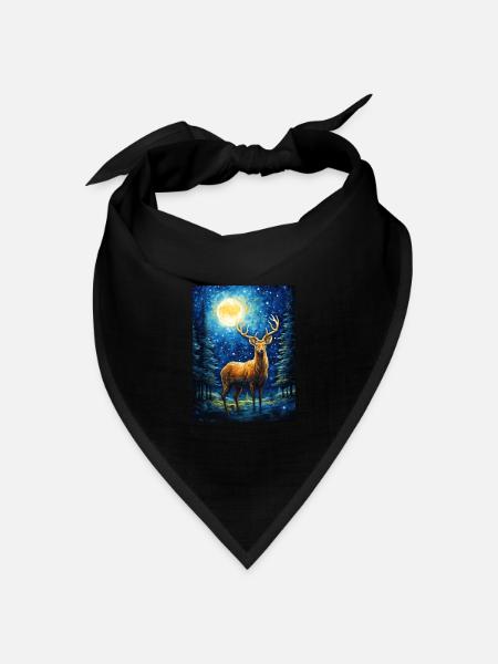 hirsch, van gogh, sternennacht, tier - Bandana Dreieckstuch - Schwarz