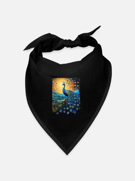 pfau, van gogh, sternennacht, tier, vogel - Bandana Dreieckstuch - Schwarz