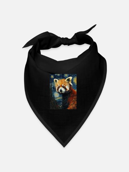 roter panda, van gogh, style - Bandana Dreieckstuch - Schwarz