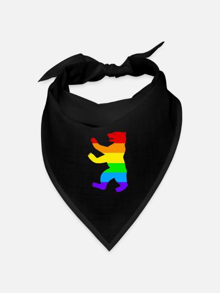 Berliner Bär / Pride Bear / Regenbogen - Bandana Dreieckstuch - Schwarz