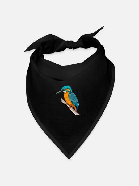 Eisvogel auf einem Ast bunt Geschenk Vogel - Bandana Dreieckstuch - Schwarz