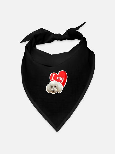 Ich liebe mein Pudel - niedlich für Pudelbesitzer - Bandana Dreieckstuch - Schwarz