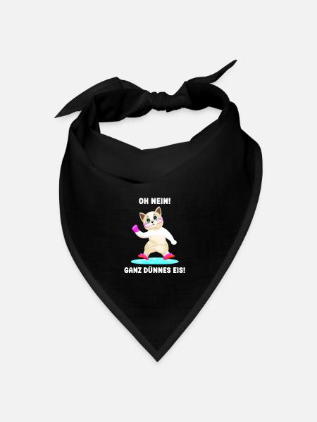 Oh Nein ein ganz dünnes Eis lustige Katze auf Eis - Bandana Dreieckstuch - Schwarz
