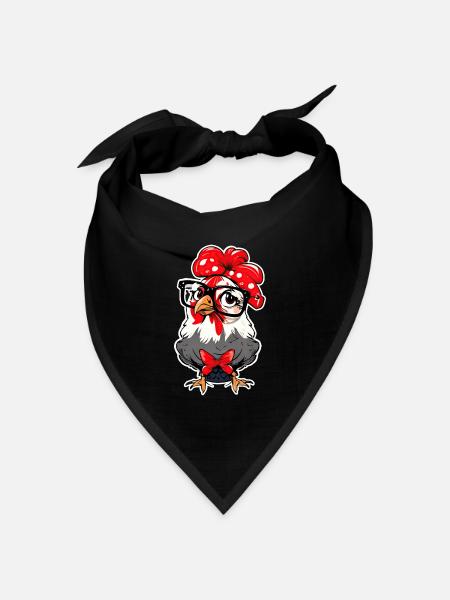 Süßes Huhn mit Bandana Stirnband Brille Mädchen - Bandana Dreieckstuch - Schwarz