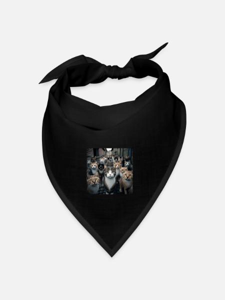 Katze Straße - Bandana Dreieckstuch - Schwarz