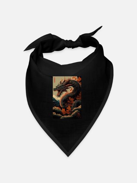 Japanischer Drache Chinesischer Drache - Bandana Dreieckstuch - Schwarz