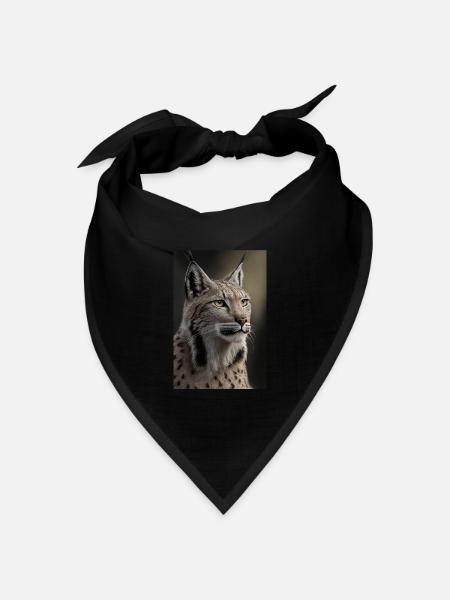 Luchs Wildkatze - Bandana Dreieckstuch - Schwarz