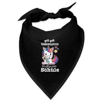 Schulkind Einhorn (bunt/weiß) - Bandana Dreieckstuch - Schwarz - Vorne