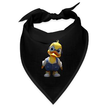 Glasses Duck in Jeans-Overalls - Bandana Dreieckstuch - Schwarz - Vorne