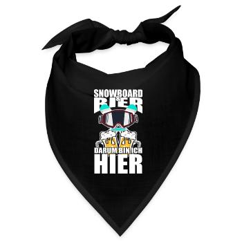 Lustiger Spruch Snowboard Bier darum bin ich hier - Bandana Dreieckstuch - Schwarz - Vorne