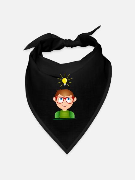 Junge mit Brille und einer leuchtenden Glühbirne - Bandana Dreieckstuch - Schwarz