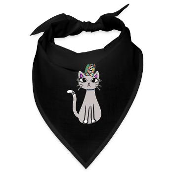 Schamanen Katze Kätzchen Schamane Katze Kinder - Bandana Dreieckstuch - Schwarz - Vorne