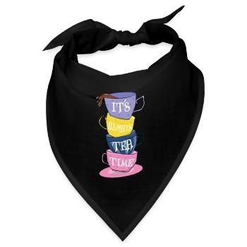 Es ist immer Teezeit - Bandana Dreieckstuch - Schwarz - Vorne