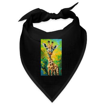 Giraffe Painting Gemälde Kunst comic - Bandana Dreieckstuch - Schwarz - Vorne