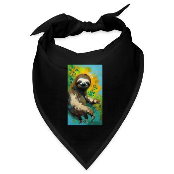 Sloth Painting Faultier Gemälde Kunst Comic Art - Bandana Dreieckstuch - Schwarz - Vorne