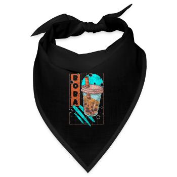 Boba Tea Pearl Milk Geschmack Bunt - Bandana Dreieckstuch - Schwarz - Vorne