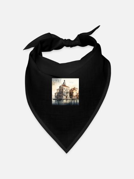Venedig Aquarell Gondeln - Bandana Dreieckstuch - Schwarz