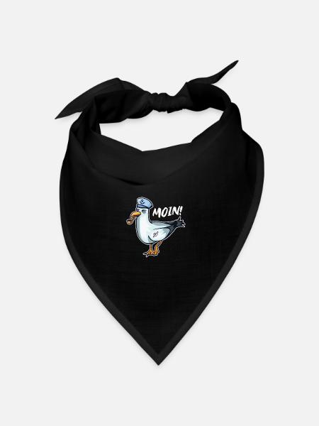 Moin Norden Möwe Nordsee Ostsee Meer Küste Elbe - Bandana Dreieckstuch - Schwarz