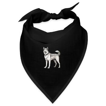 Husky Hund Tier - Bandana Dreieckstuch - Schwarz - Vorne