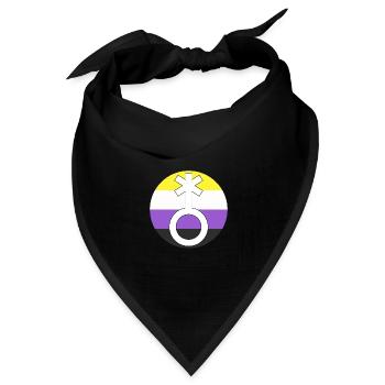 Symbol Nonbinär Non-Binär Nichtbinär Geschlecht - Bandana Dreieckstuch - Schwarz - Vorne