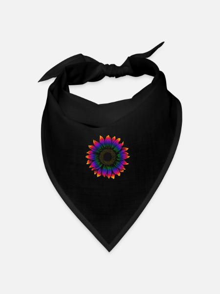 Rainbow Sonnenblume - Sonne - gute Laune - Bandana Dreieckstuch - Schwarz