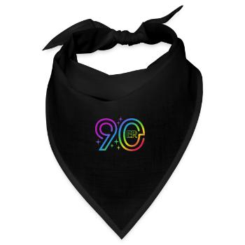 90er Jahre - bunter Regenbogen - retro - Bandana Dreieckstuch - Schwarz - Vorne