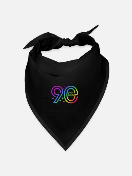 90er Jahre - bunter Regenbogen - retro - Bandana Dreieckstuch - Schwarz
