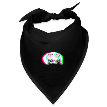 EDM - Hund - Glitch Rave Style - Bandana Dreieckstuch - Schwarz - Vorne