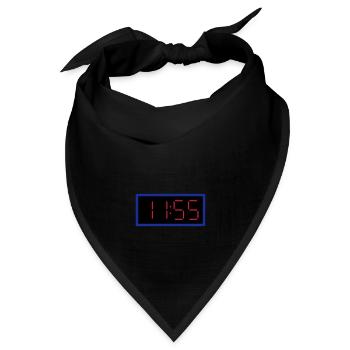 ★ Designfarben änderbar ★ Digitaluhr 11:55 Uhr - Bandana Dreieckstuch - Schwarz - Vorne