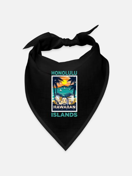 Hawaii und die Inseln, Honolulu - Bandana Dreieckstuch - Schwarz