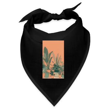 Zimmerpflanzen im orangen Ambiente - Bandana Dreieckstuch - Schwarz - Vorne