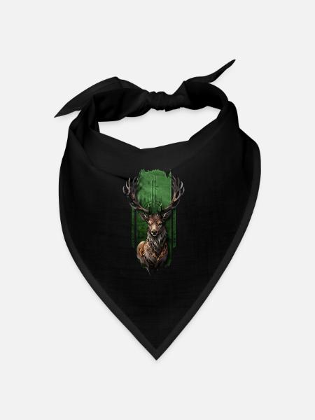 Königlicher Hirsch - Bandana Dreieckstuch - Schwarz