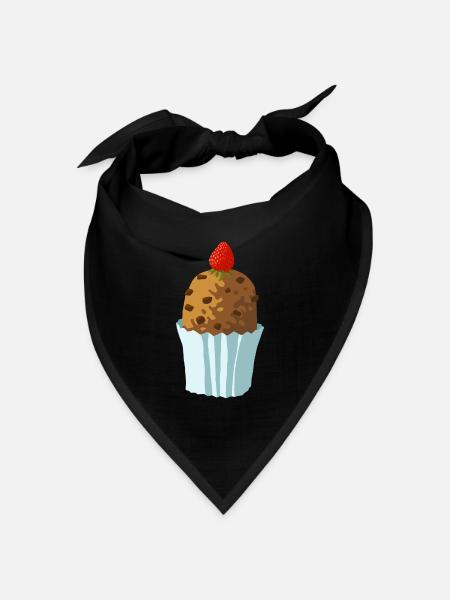 schmackhaftes Schokotörtchen mit Erdbeere - Bandana Dreieckstuch - Schwarz