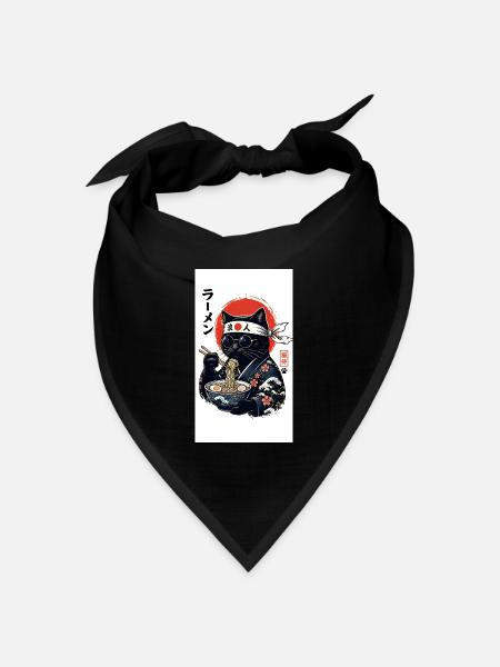 Ramen Katze Kimono - Bandana Dreieckstuch - Schwarz