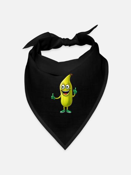Kawaii Bananen-Männchen: Süßer Fruchtspaß - Bandana Dreieckstuch - Schwarz