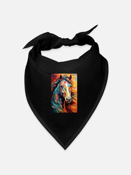Pferd - Bandana Dreieckstuch - Schwarz