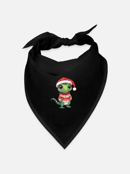 Echse Weihnachten Comic - Bandana Dreieckstuch - Schwarz