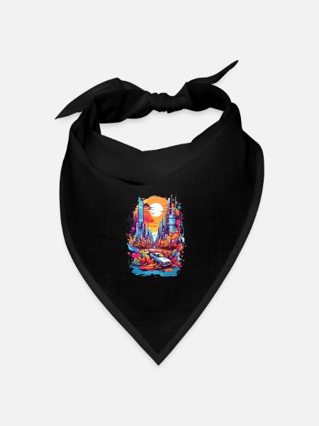 Stadtbild - Bandana Dreieckstuch - Schwarz