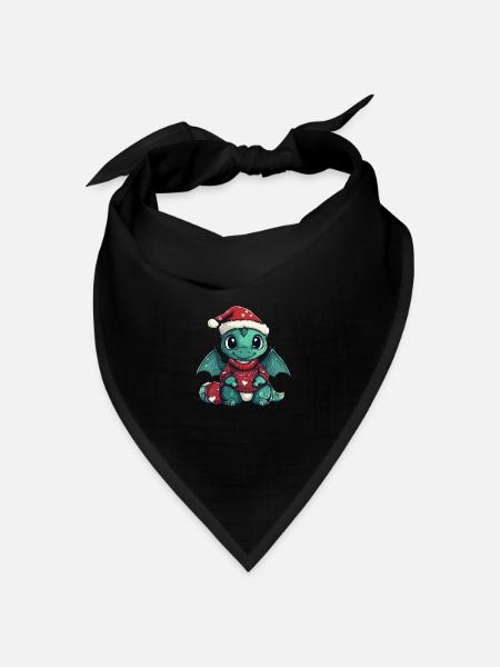 Drache Weihnachten Comic - Bandana Dreieckstuch - Schwarz
