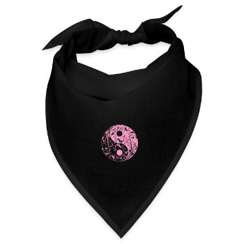 Yin Yang Blumen Rosa Blumen Harmonie Taoismus Geschenk - Bandana Dreieckstuch - Schwarz - Vorne