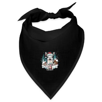 Weihnachtslama - llamazing Christmas - Bandana Dreieckstuch - Schwarz - Vorne