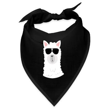 cooles Lama mit Sonnenbrille - Llama - Bandana Dreieckstuch - Schwarz - Vorne