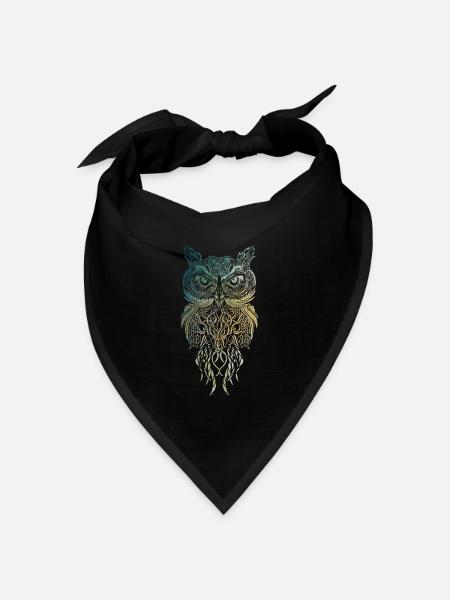 Eule - Bandana Dreieckstuch - Schwarz