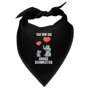 Elefanten Große Schwester - Ich bin der große - Bandana Dreieckstuch - Schwarz - Vorne