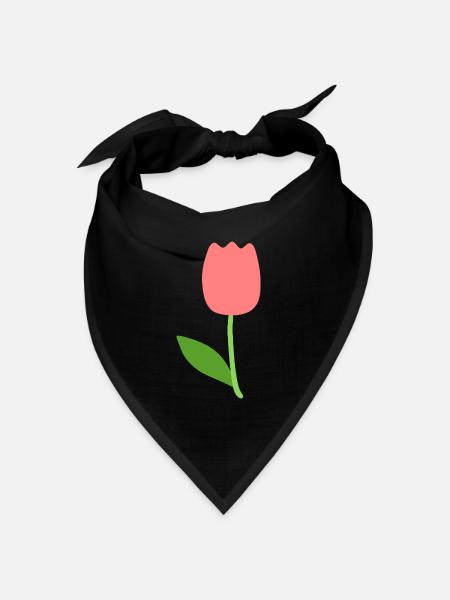 Tulpenblüte - Bandana Dreieckstuch - Schwarz