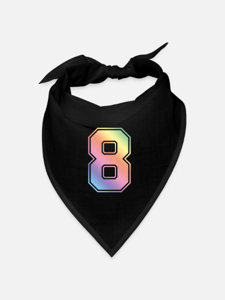 8 Zahl Bunt - Bandana Dreieckstuch - Schwarz