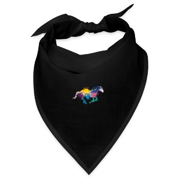 Colorful Splash Art Farm animals Horse - Bandana Dreieckstuch - Schwarz - Vorne